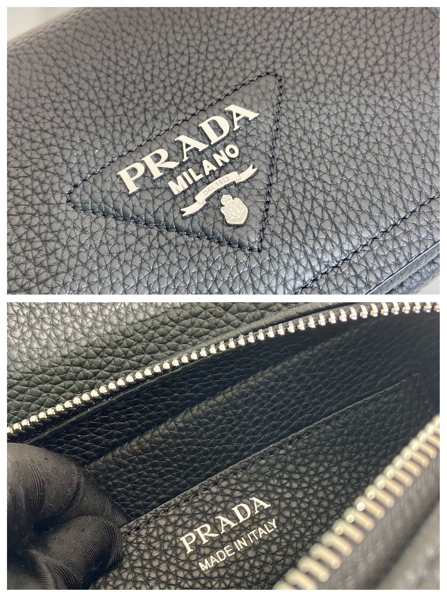 Prada Leather Shoulder Bag Handbag Black 1BD332